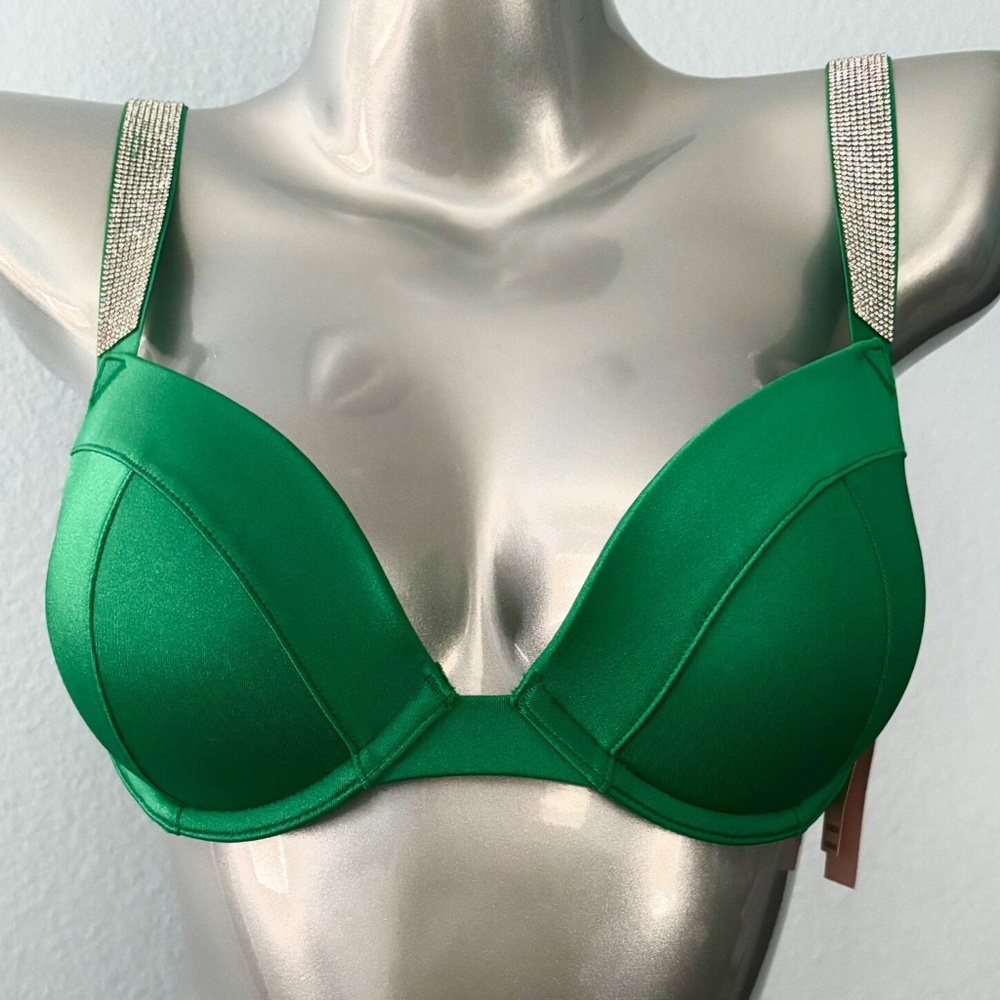 Victoria's Secret Emerald Green Bikini Top with Shine Straps